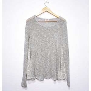 Mossimo Gray Lace Scoop Neck Sweater Size Medium